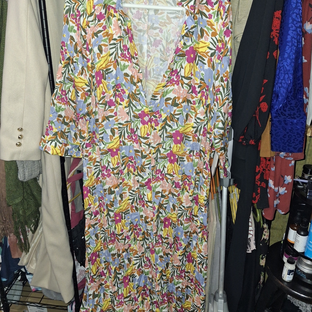 Eloquii Colorful Floral Midi Dress